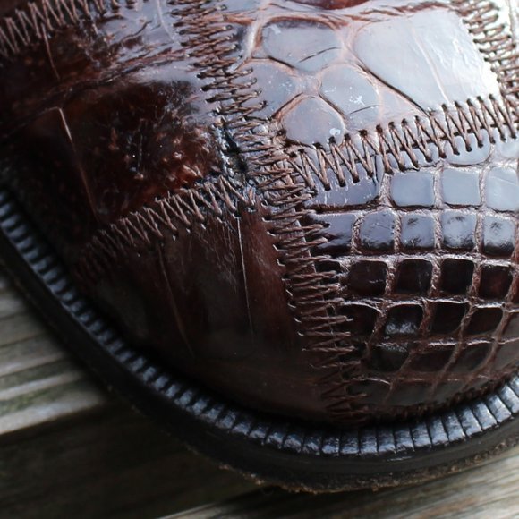Genuine Crocodile Skin Patchwork Derby, David Eden, Men's 8.5 US, EUC - Picture 4 of 15